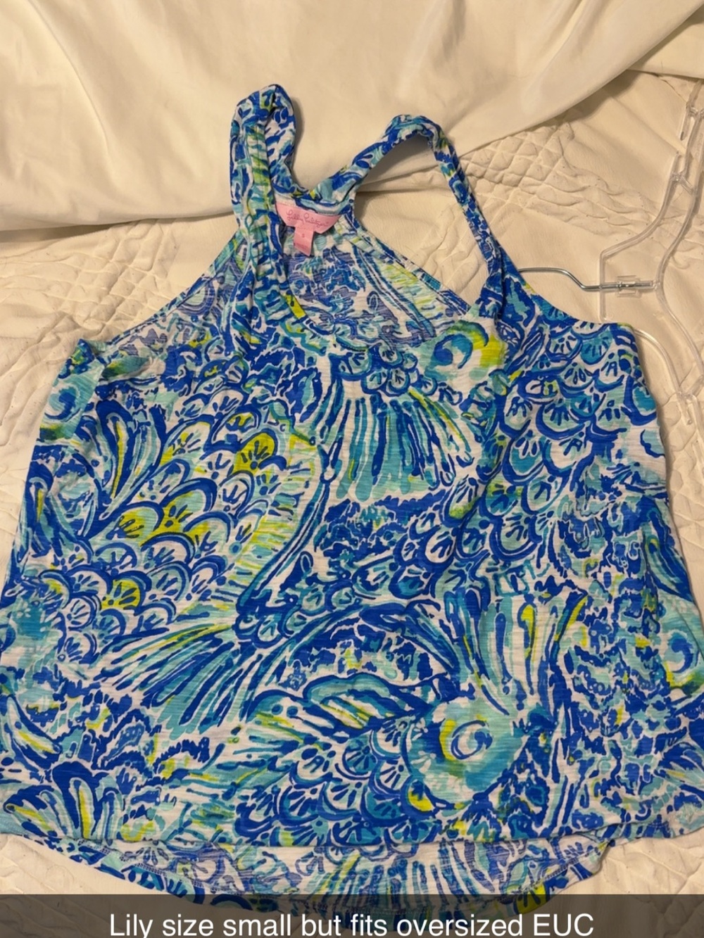 Lilly Pulitzer Blue, Turquoise & Yellow Printed Racerback Tank